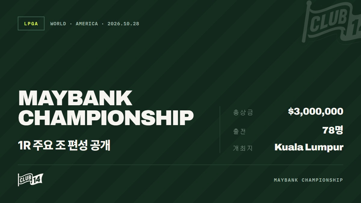 2026 메이뱅크 챔피언십, 눈길 사로잡는 주요 조 편성 공개 - club14 골프매거진