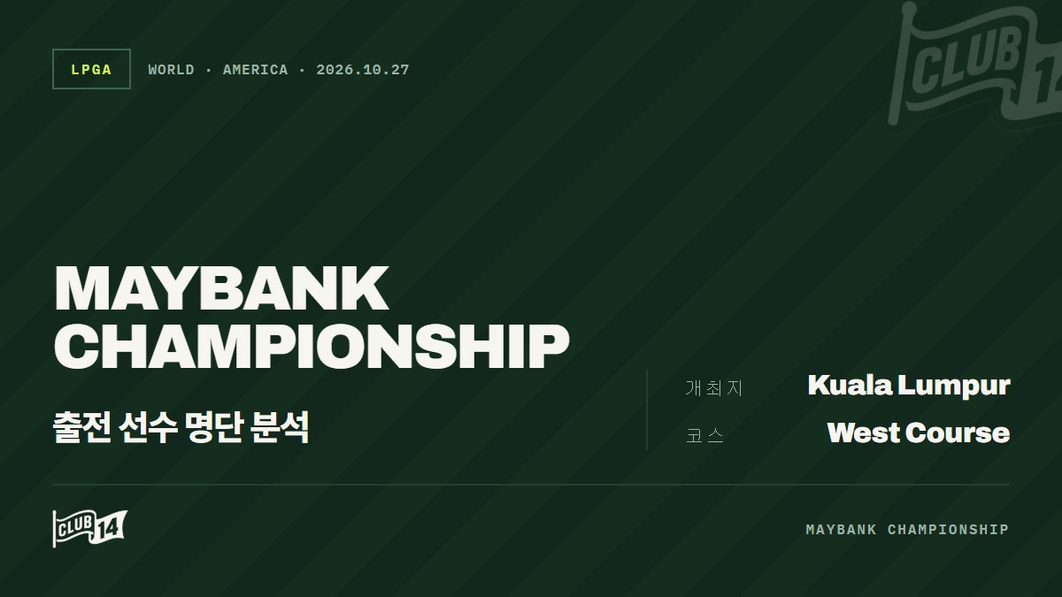 2026 메이뱅크 챔피언십 출전 선수 명단 분석 공개 - club14 골프매거진