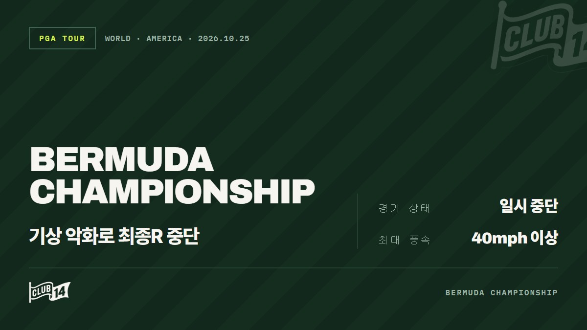악천후에 발목 잡힌 PGA 버뮤다 챔피언십… 최종 라운드 경기 중단 - club14 골프매거진