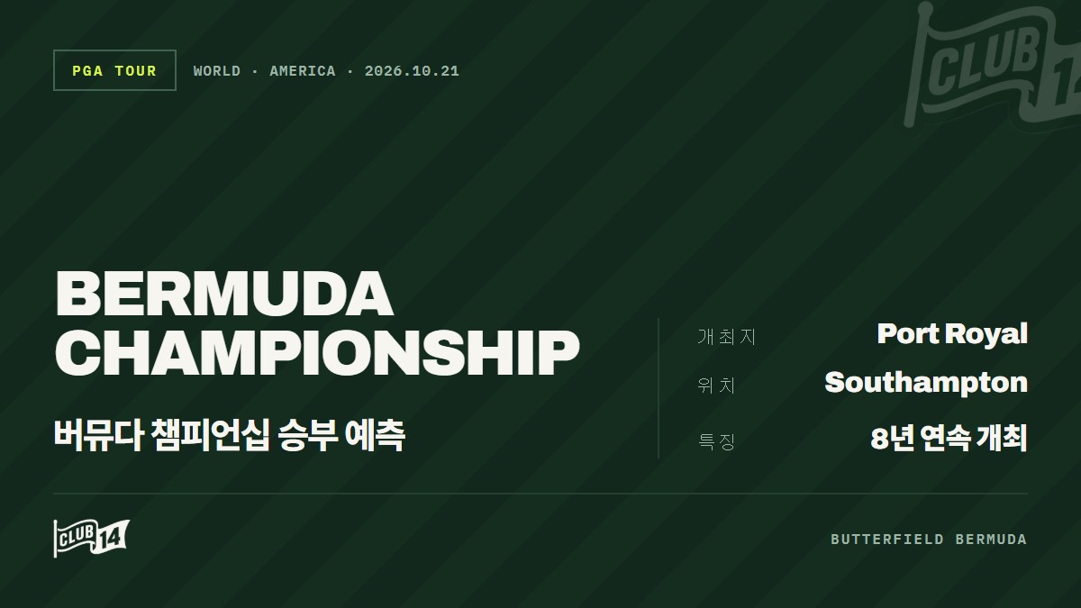 PGA 투어 버뮤다 챔피언십 개막…다양한 베팅 옵션과 치열한 승부 예고 - club14 골프매거진