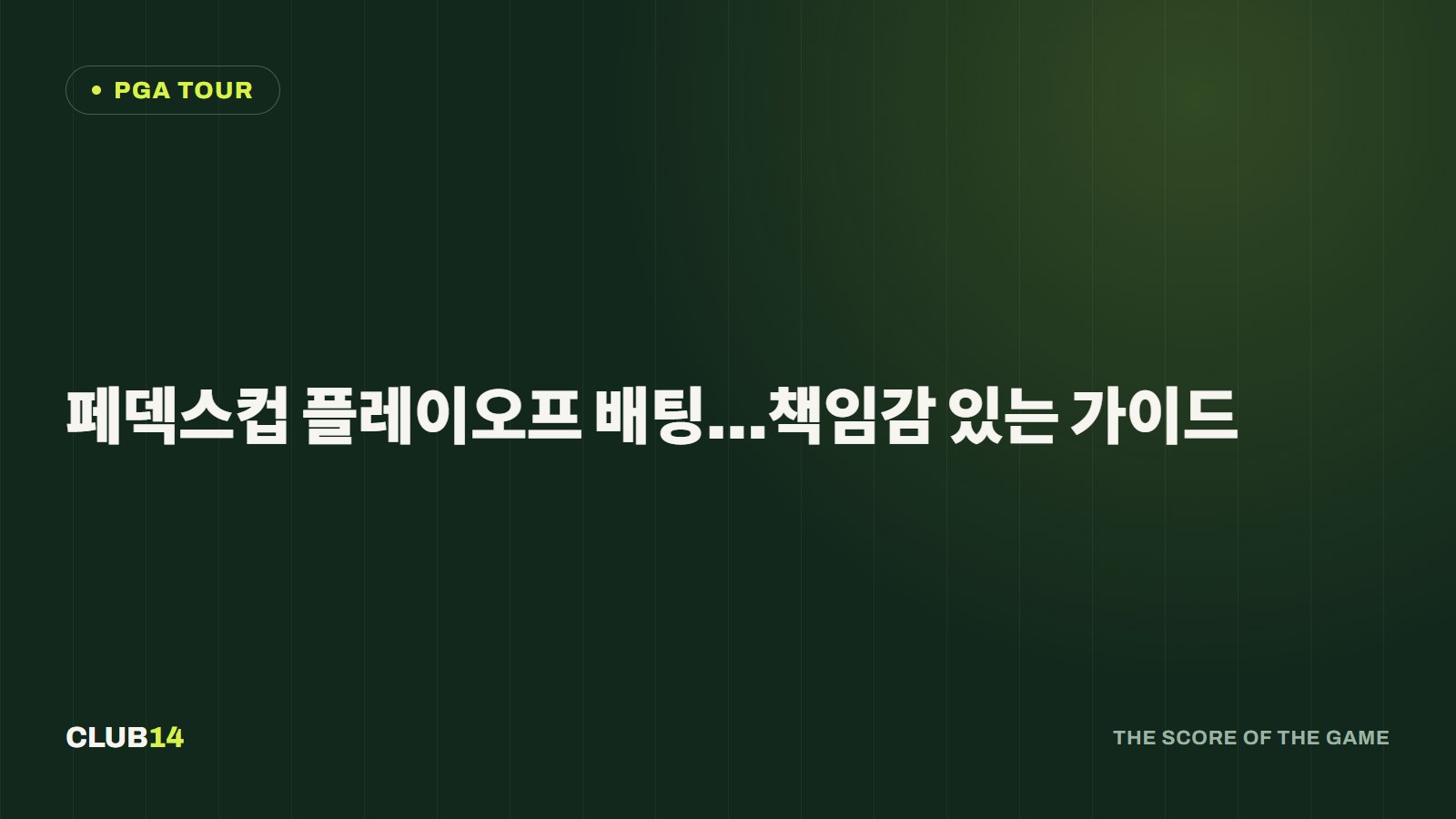 페덱스컵 플레이오프 배팅…책임감 있는 가이드