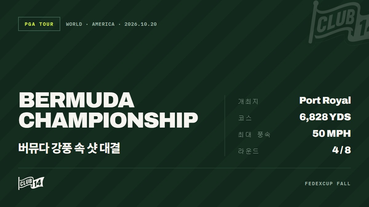 PGA 투어 버터필드 버뮤다 챔피언십 개막, 중계 일정 및 시청 가이드 안내 - club14 골프매거진