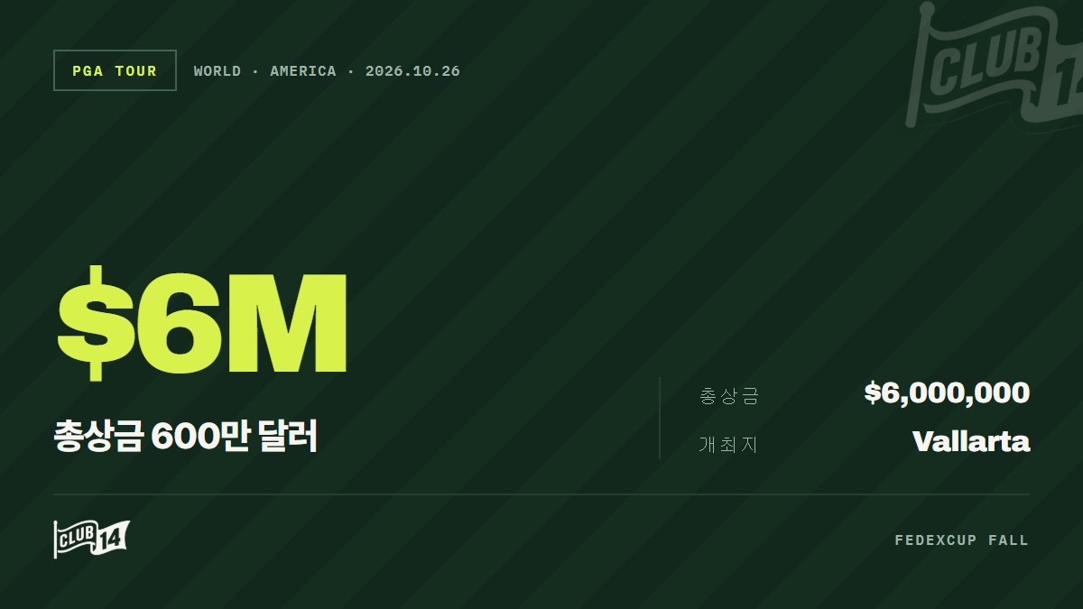 비단타월드 멕시코 오픈 총상금 및 순위별 상금 배분 내역 공개 - club14 골프매거진