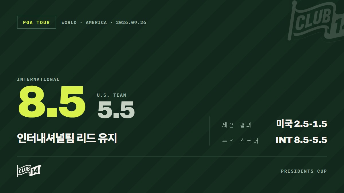 2026 프레지던츠컵 토요일 포섬 경기 3세션 리뷰
