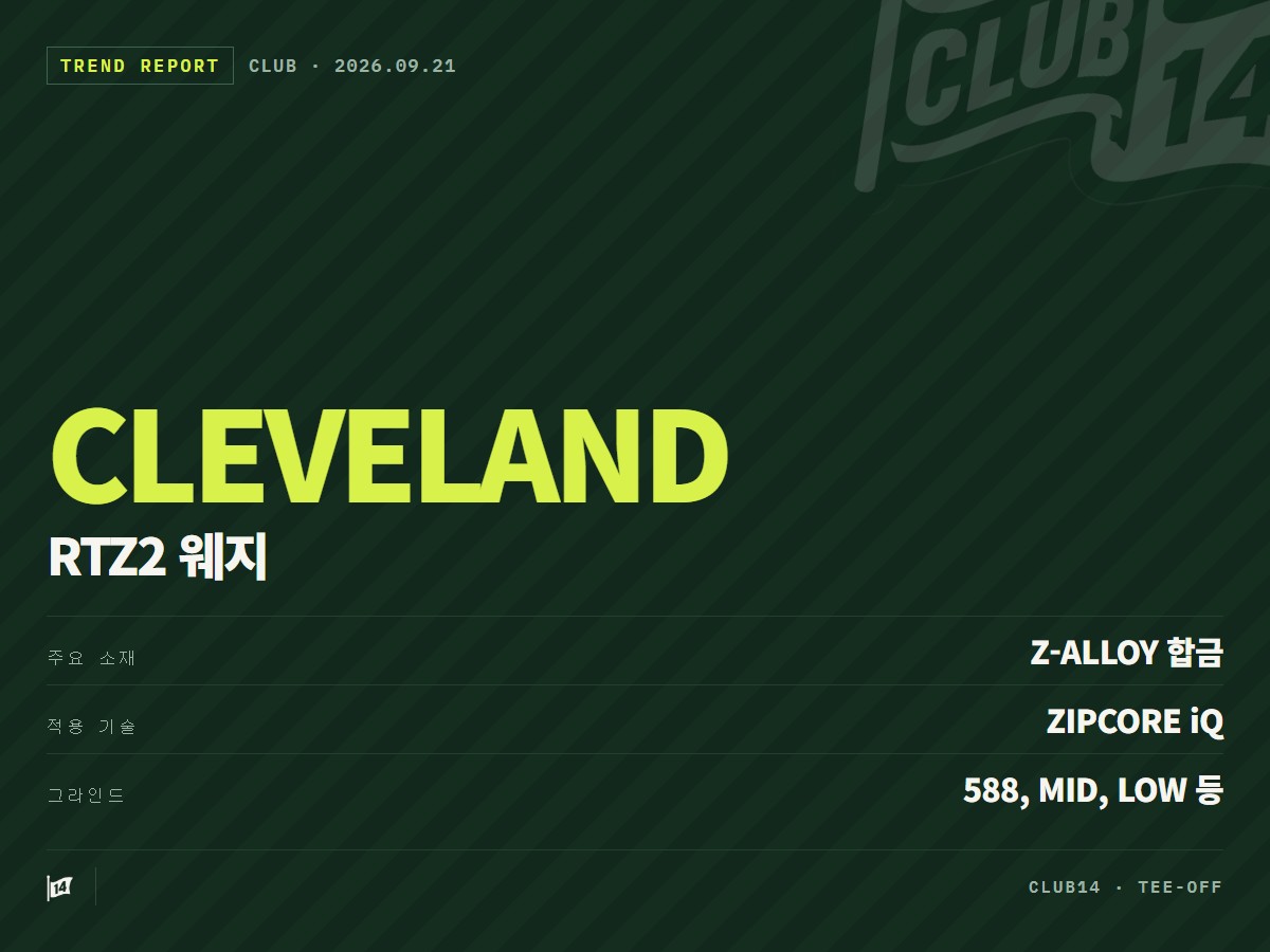클리브랜드 RTZ2 웨지 출시, 신소재 Z-ALLOY와 588 그라인드의 재해석